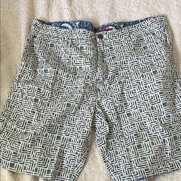 Men's Black and White GeometricShorts - Picture 1 of 4